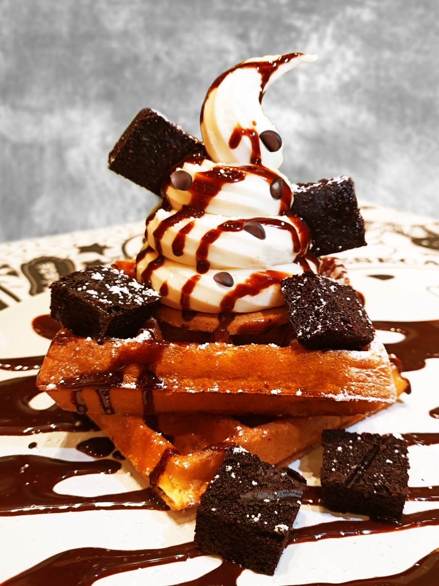 Decadent chocolate waffles and ice cream