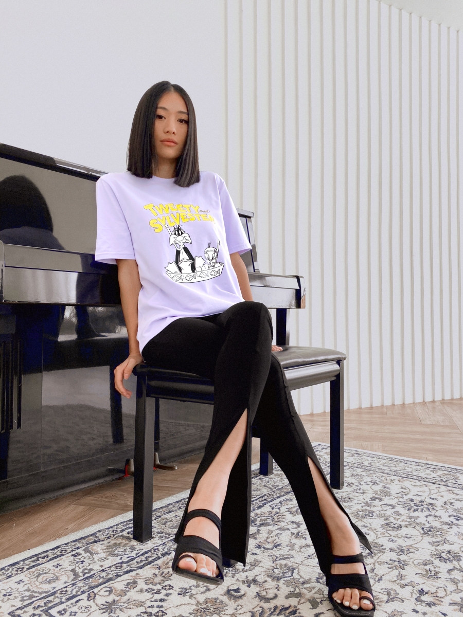 Looney Tunes Tweety and Sylvester Graphic Tee - Lilac