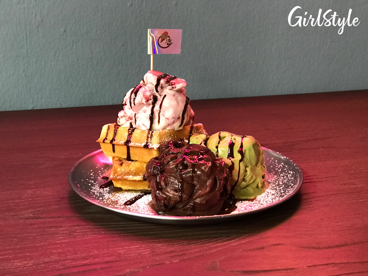 ice cream and waffles at icebar cafe hougang green singapore