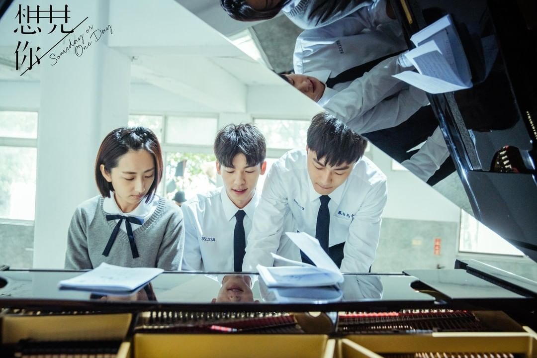 Someday or One Day cast playing the piano