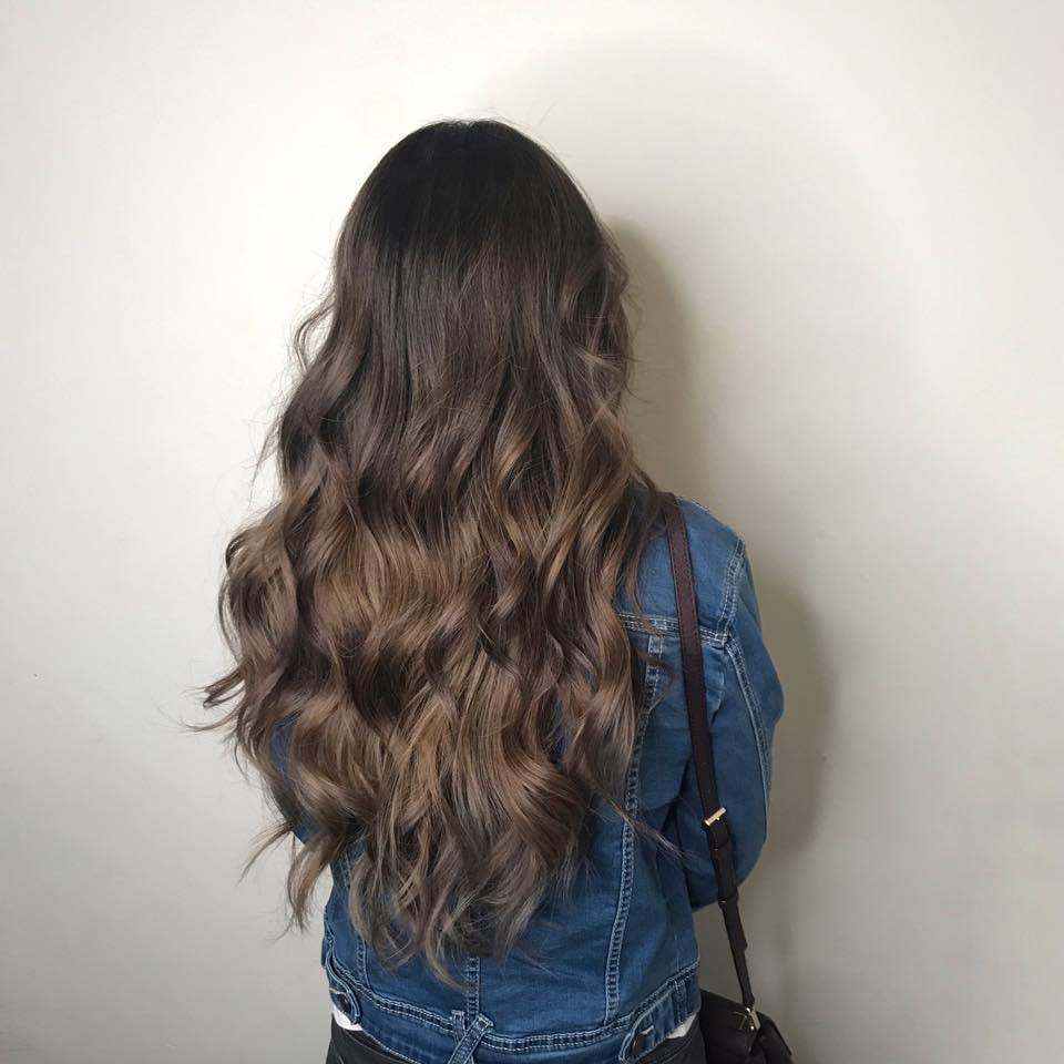 long dark brown permed asian hair