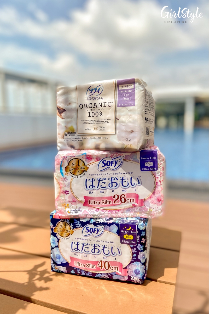 SOFY Hadaomoi three types of pads lifestyle shot