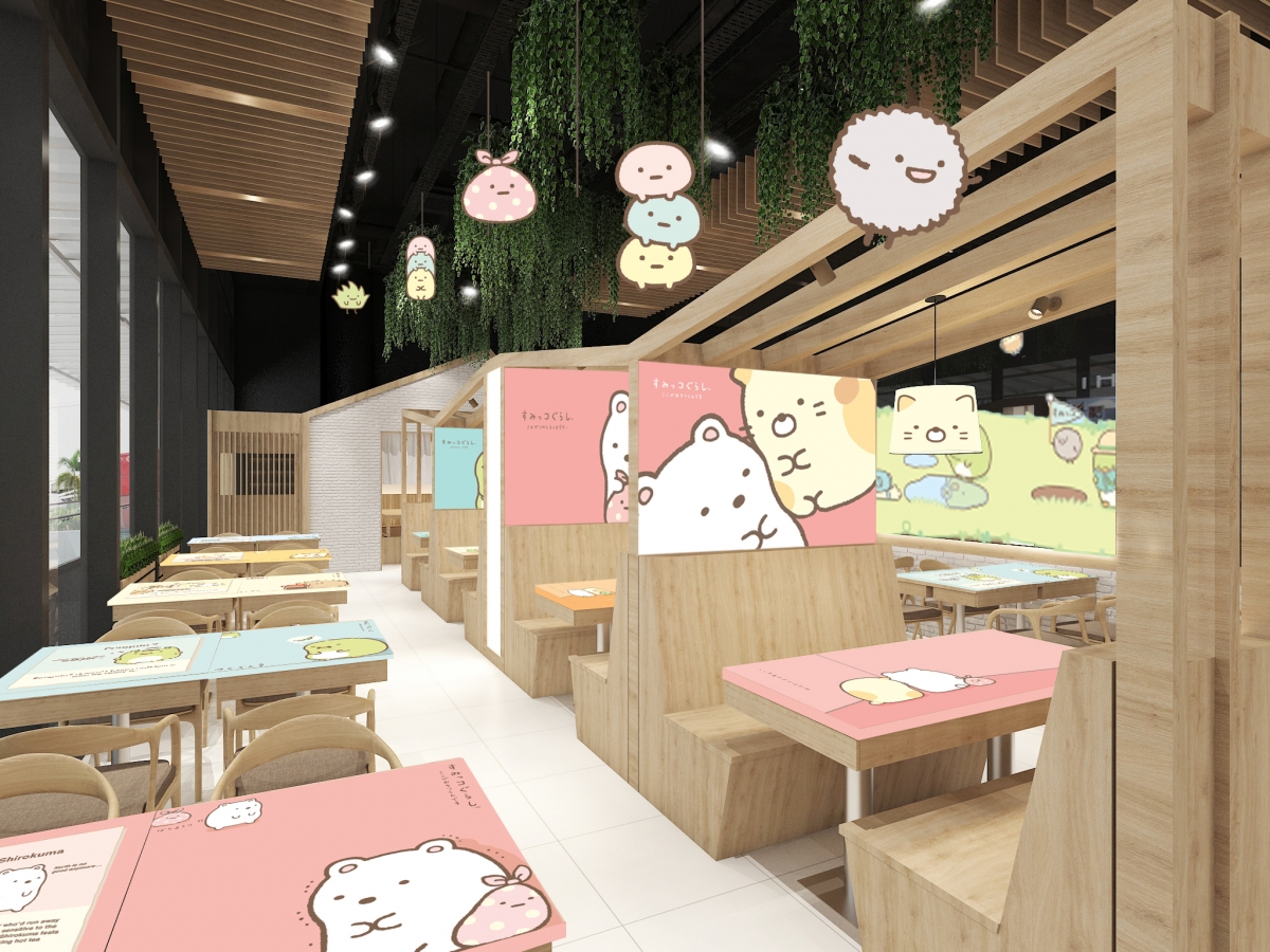 Kumoya x Sumikkogurashi seating area