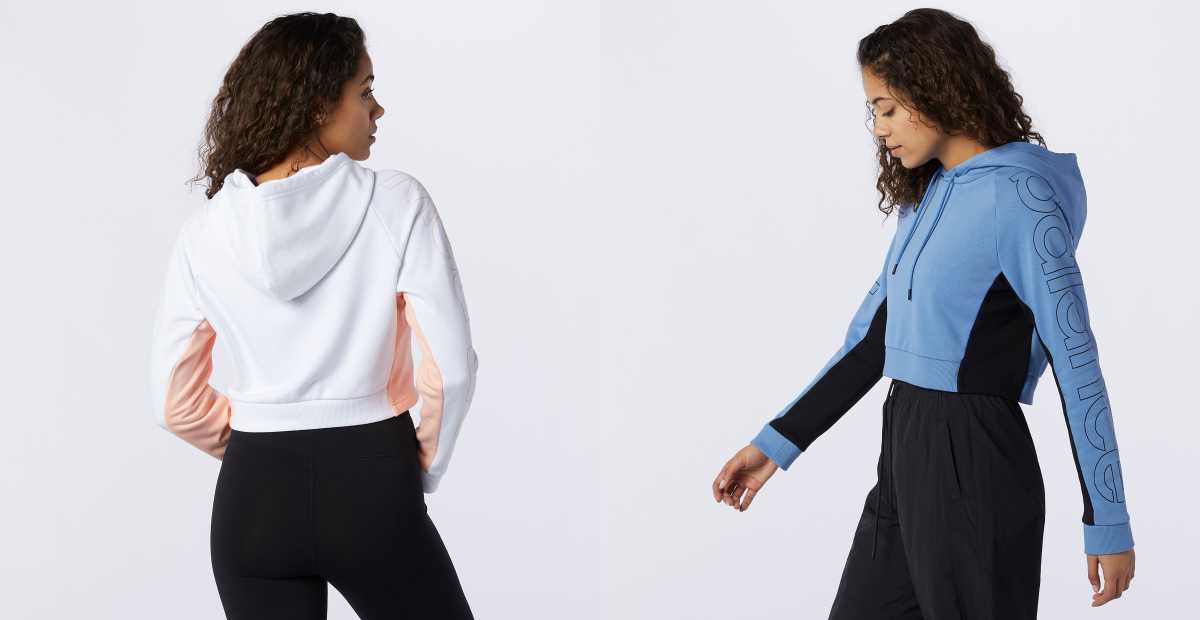 new balance cropped hoodie with contrast underarms