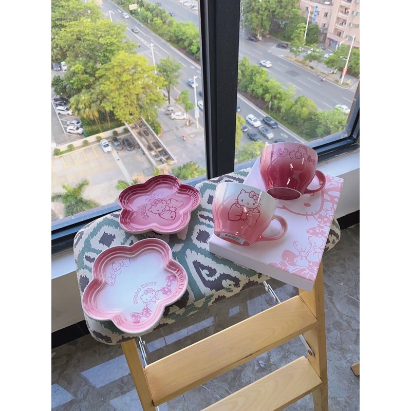 hello kitty le creuset pink sakura tea cup and saucer