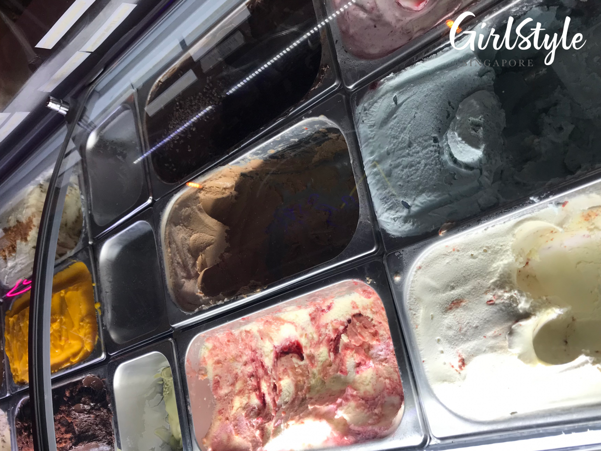 tubs of ice cream at icebar cafe hougang green singapore