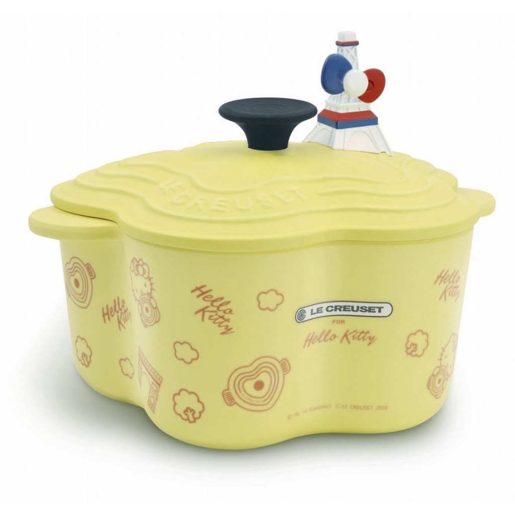 hello kitty le creuset cast iron pot flower yellow