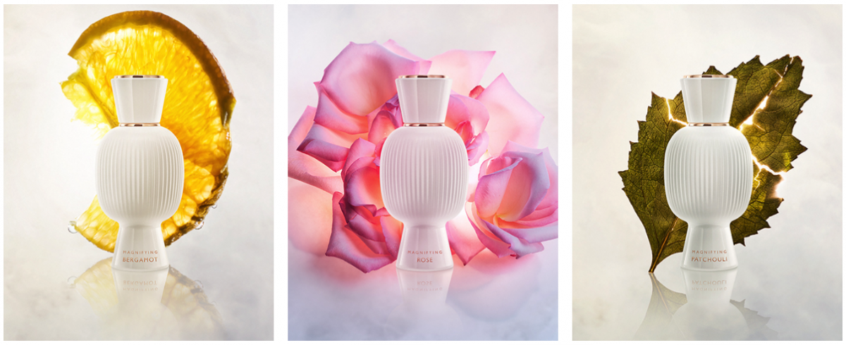 Bvlgari Allegra magnifying essence white bottles