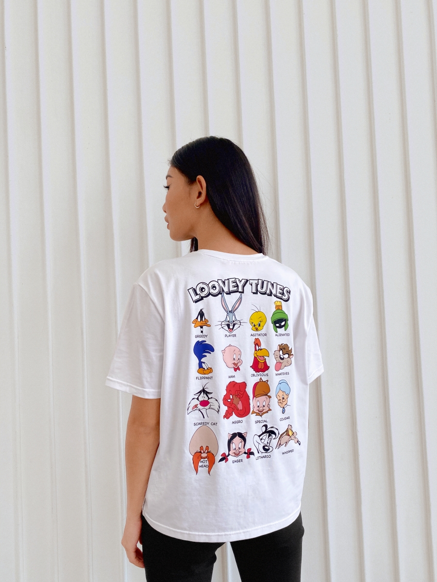 Looney Tunes Relax Fit Graphic Tee - White back view