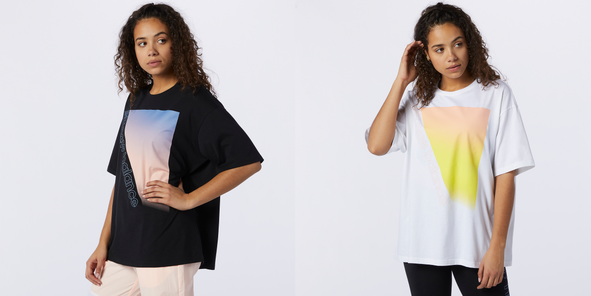 new balance longline t shirts with pastel ombre colours