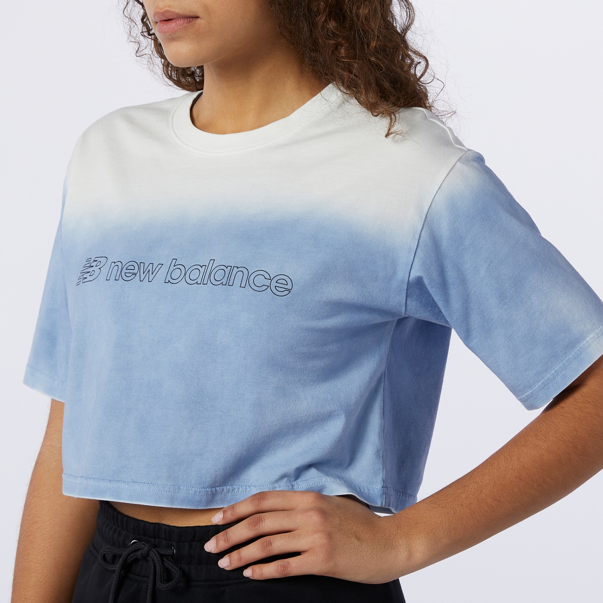 New Balance blue and white ombre crop top