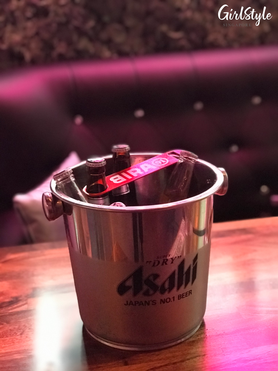 asahi bucket of beer at icebar cafe singapore