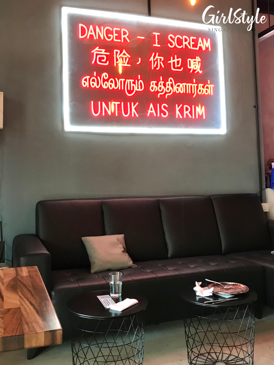 neon lights at icebar cafe hougang green singapore