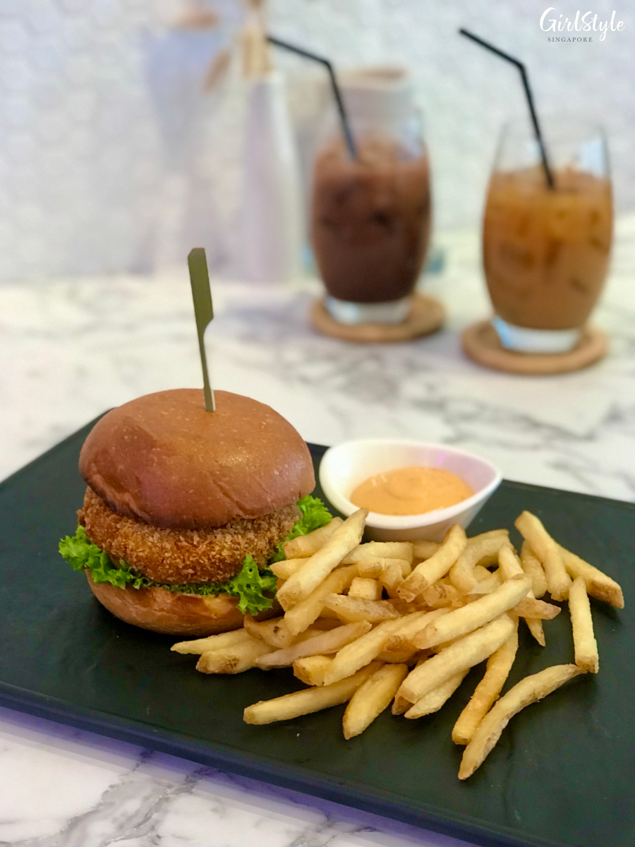 otak otak burger at knock knock cafe singapore