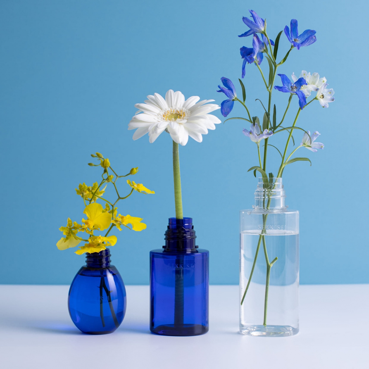 upcycled kose skincare bottles