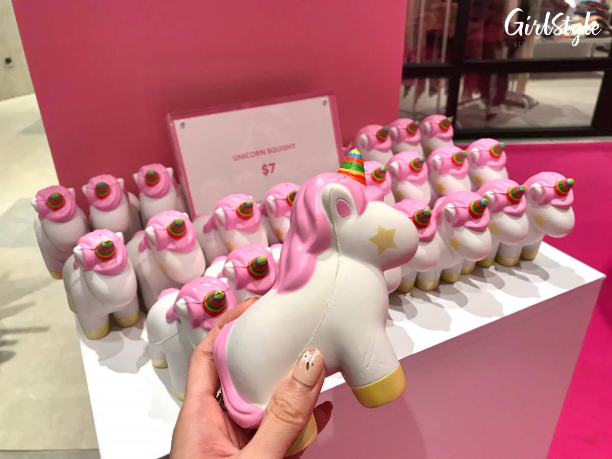 unicorn toy at design orchard pink retail showcase museum of ice cream singapore