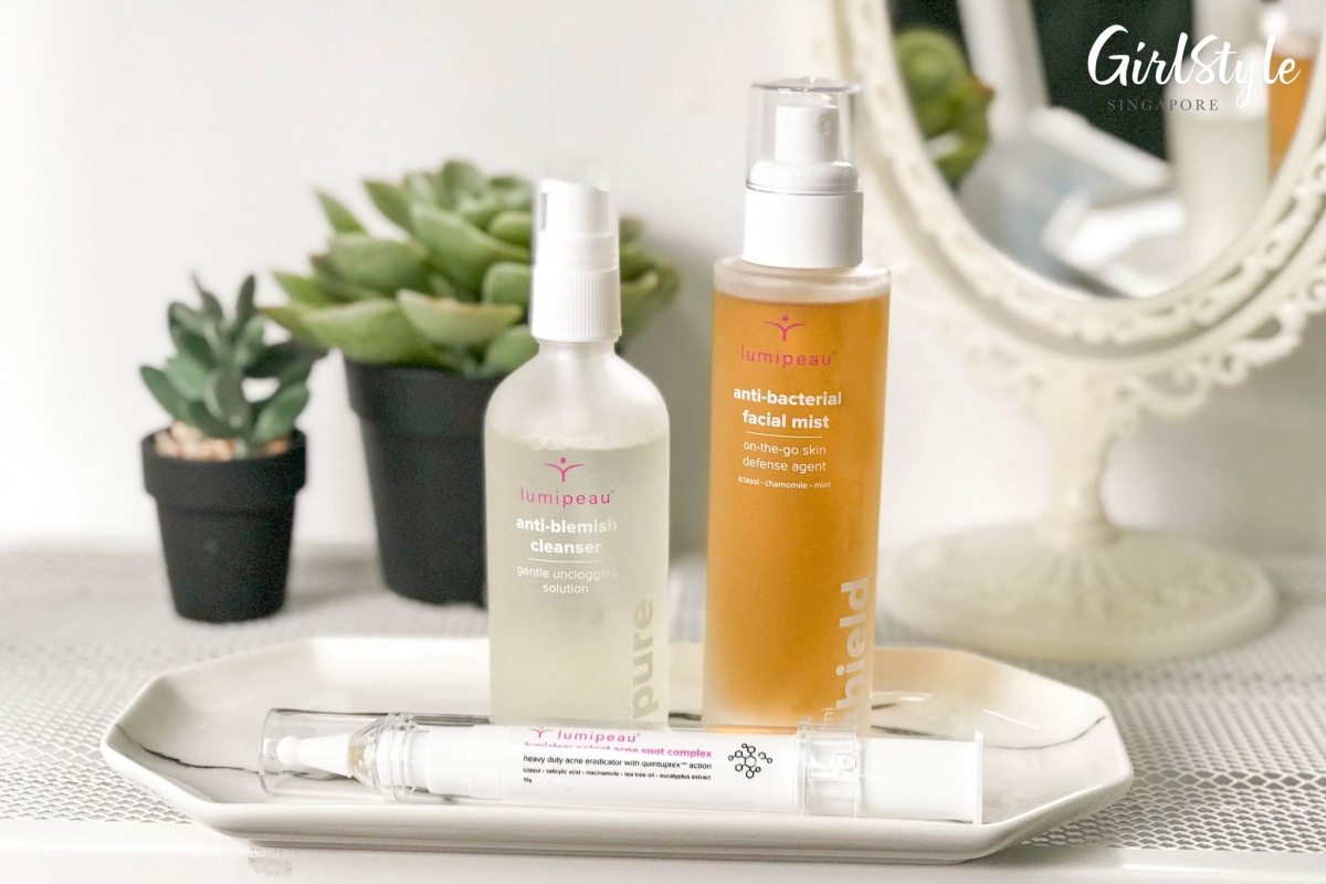 lumipeau skincare acne spot treatment anti-blemish cleanser and anti-bacterial facial mist