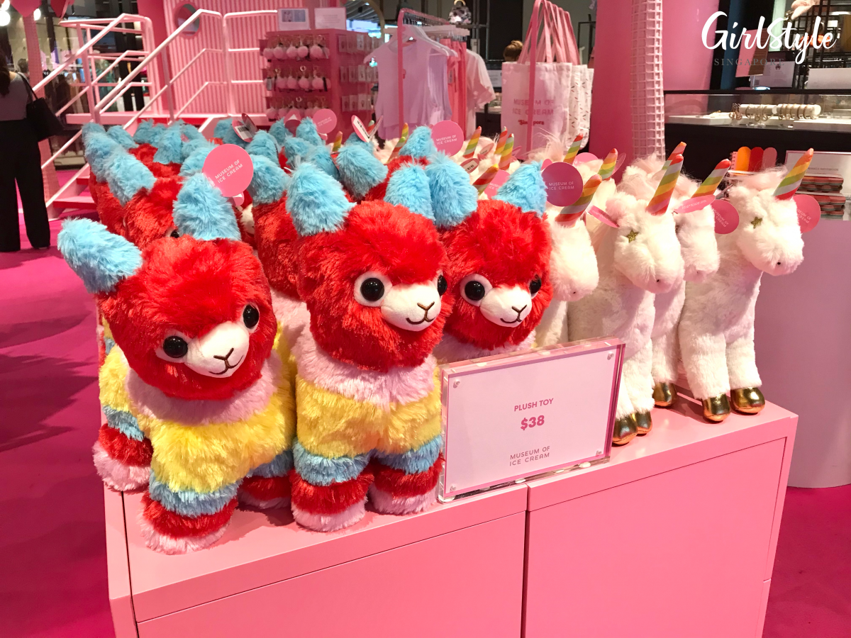 plush toys at design orchard pink retail showcase museum of ice cream singapore