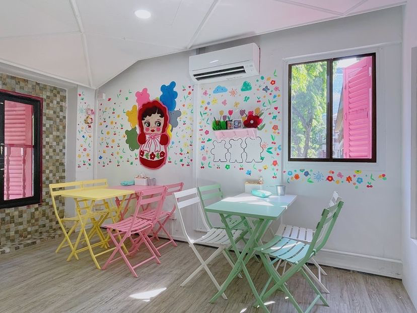 CraftBeast Handmade seating area with pastel tables and chairs