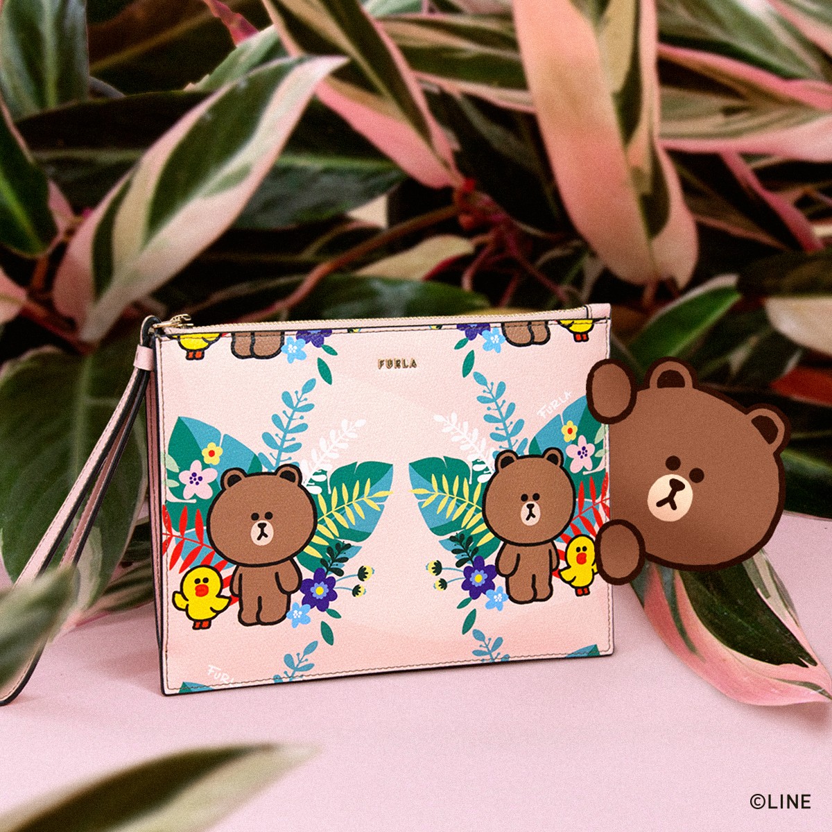 line friends furla envelope wallet bag