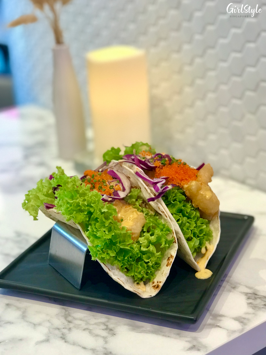 golden prawn tacos at knock knock cafe singapore