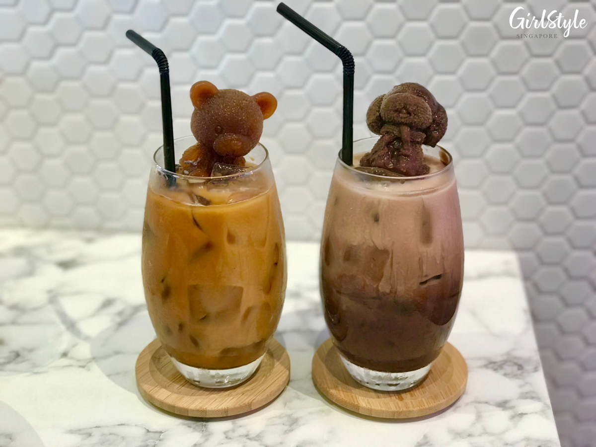 iced bear lattes at knock knock cafe singapore
