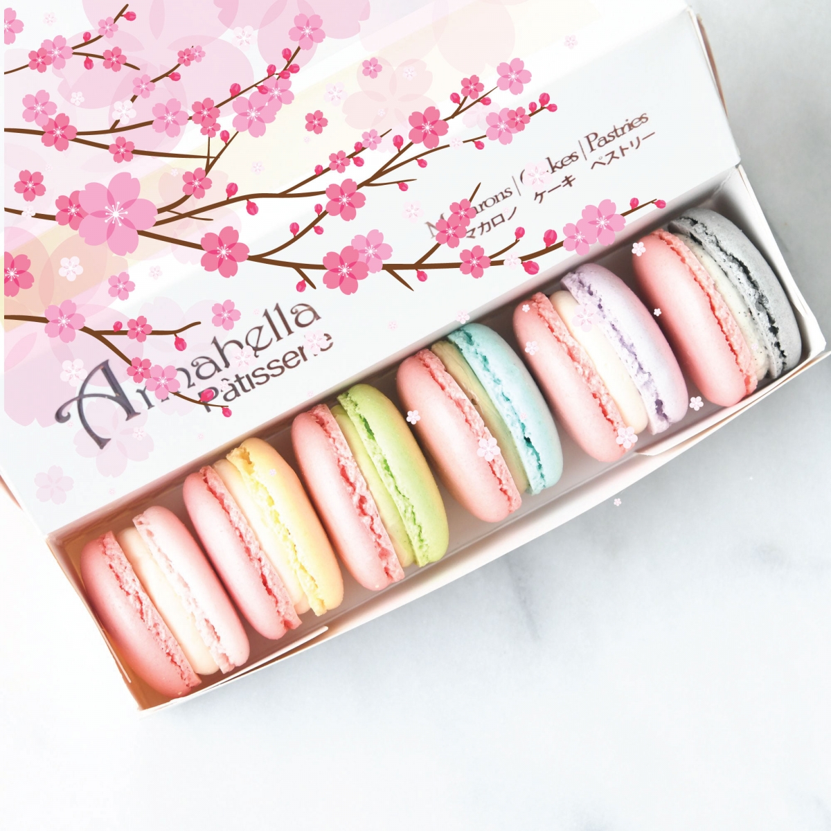 Annabella Patisserie sakura Macarons in box of 6