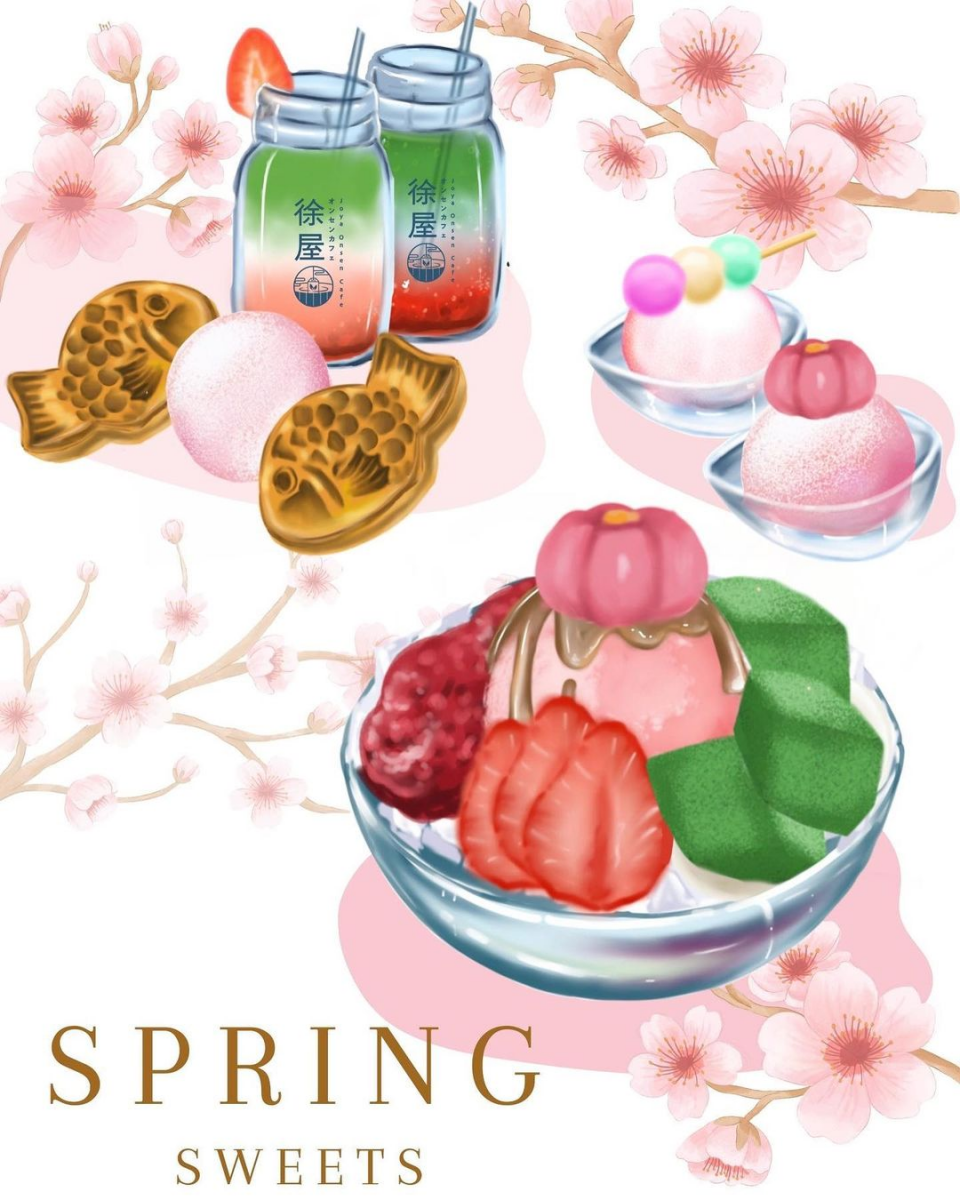 Joya Onsen Cafe Spring 2023 sakura desserts