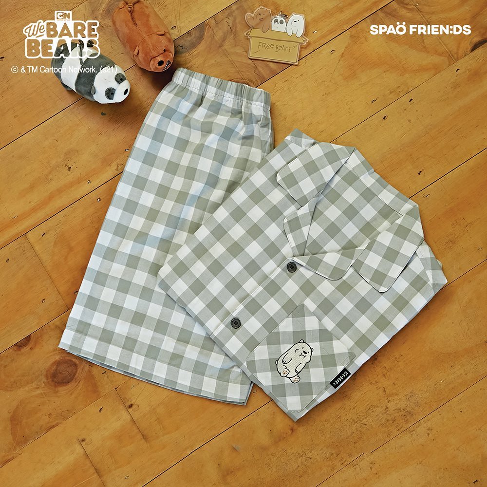 SPAO We Bare Bears Pyjamas grey checkered 