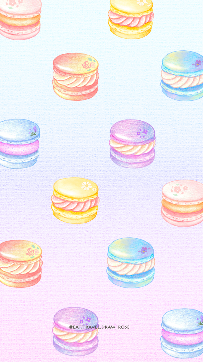 illustrated macaron pastel phone wallpaper