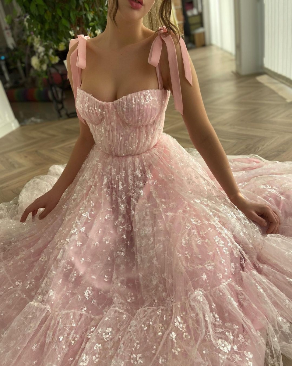 teuta matoshi pink glitter dress