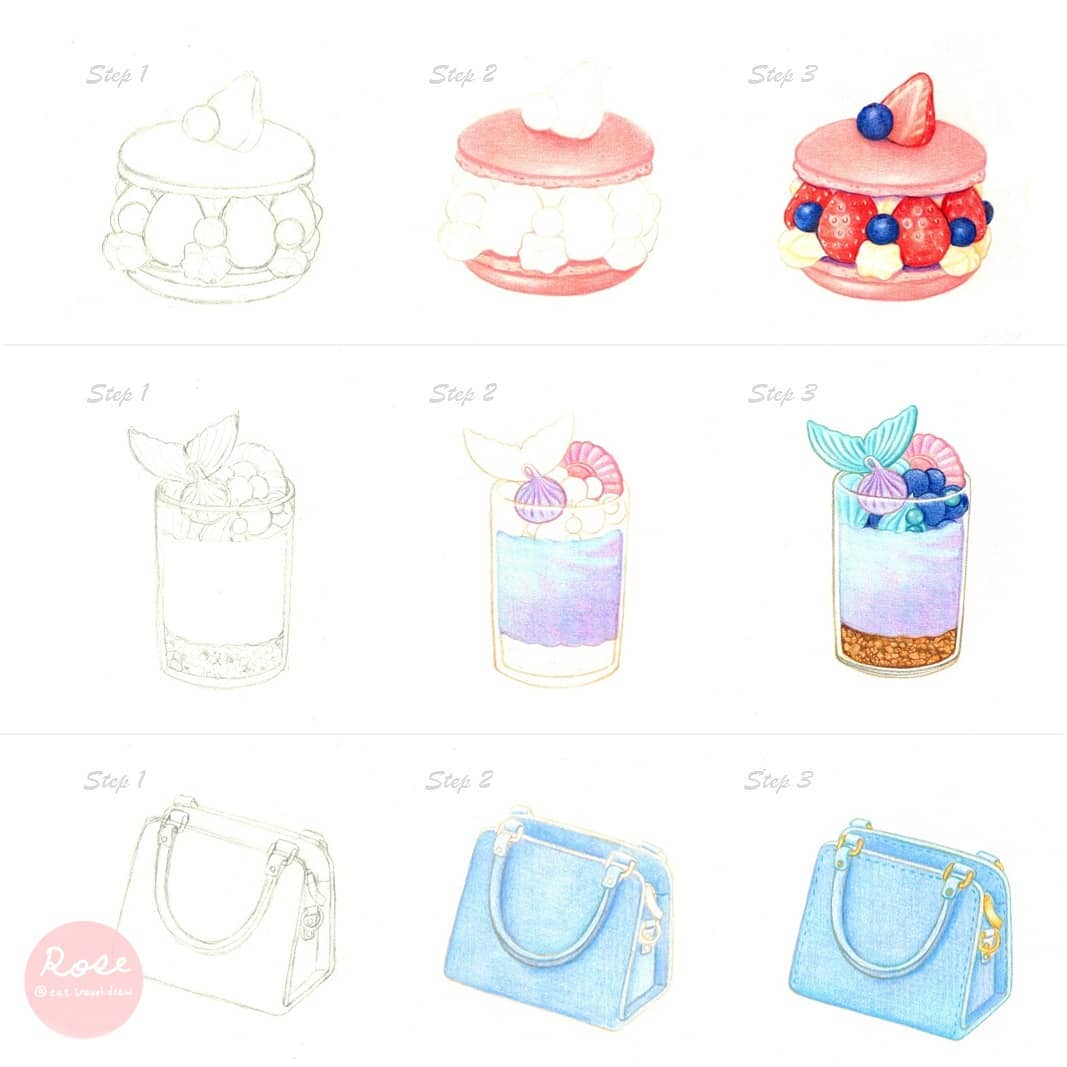 sweets colour pencil illustrations