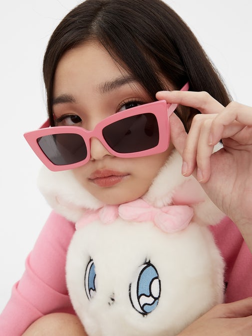 Pomelo x Esther Bunny Rectangular Cat Eye Frame Sunglasses in pink
