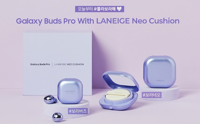 Samsung x Laneige cushion foundation and earbuds