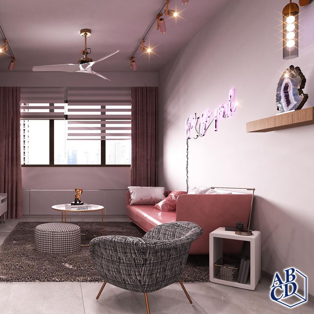 Pink HDB flat Tampines A Blue Cube Design Singapore