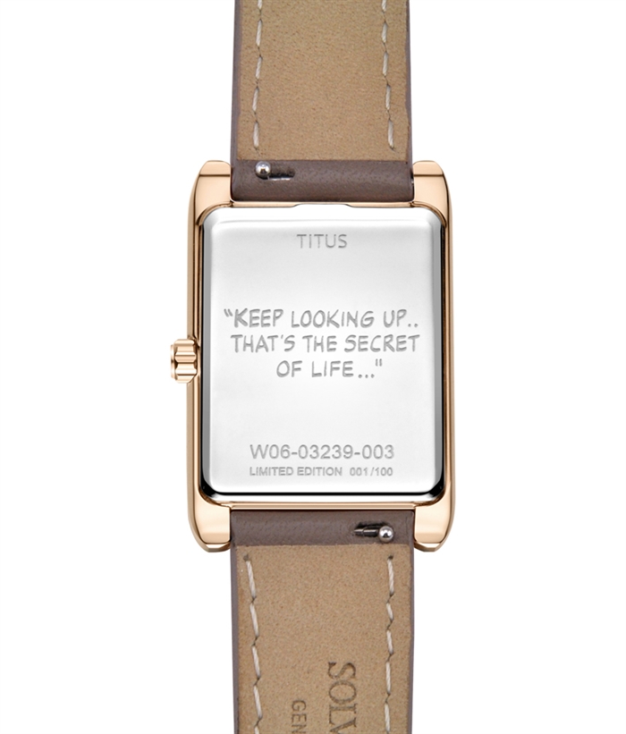 SOLVIL ET TITUS X PEANUTS 2 HANDS QUARTZ LEATHER WATCH back of watch