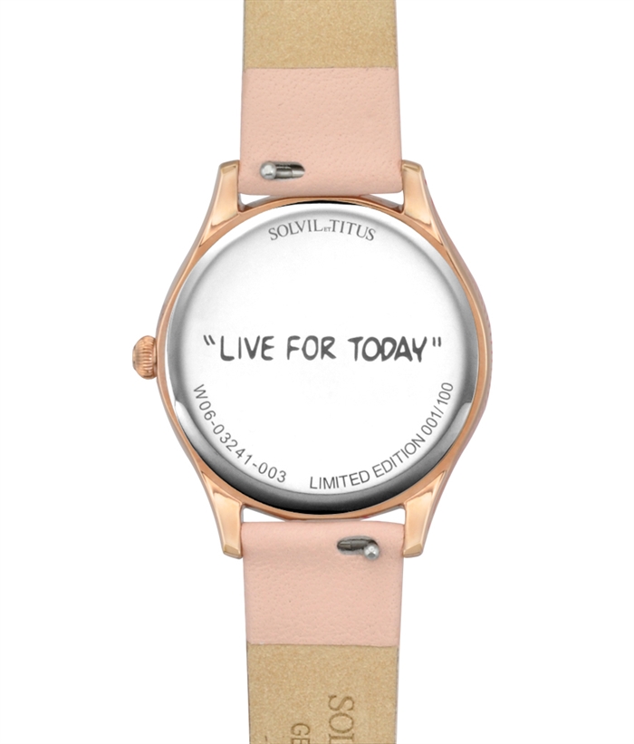 SOLVIL ET TITUS X PEANUTS 3 HANDS DATE QUARTZ LEATHER WOMEN WATCH back of watch