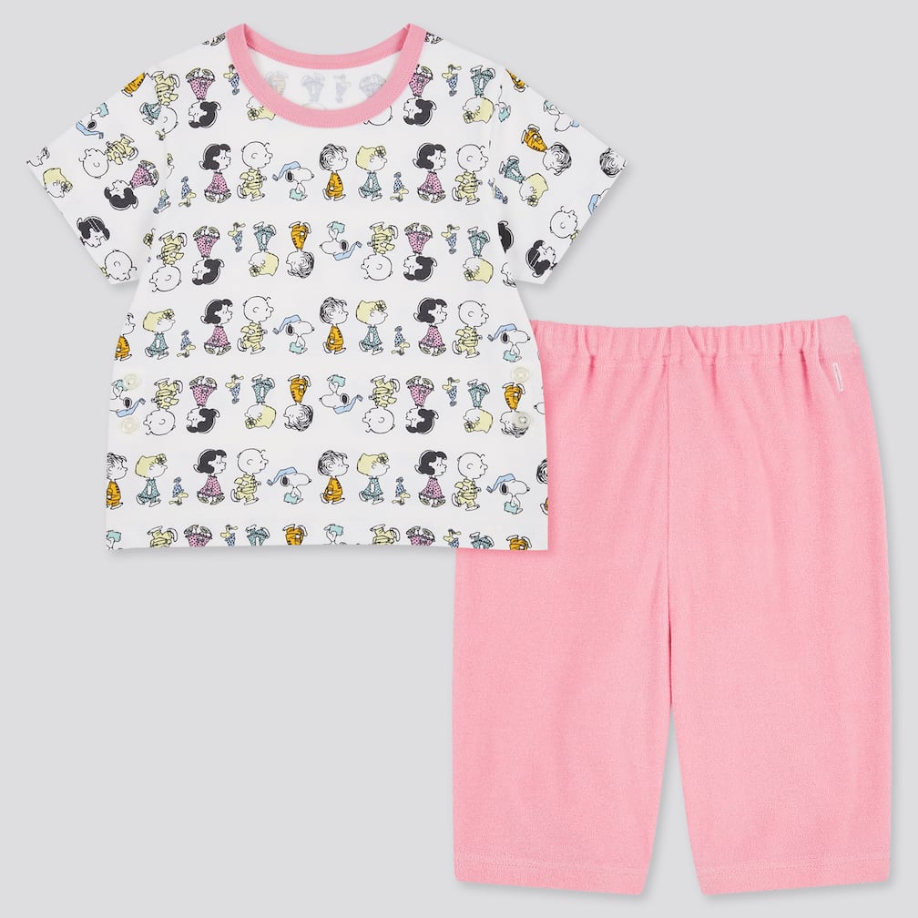 uniqlo singapore peanuts snoopy toddler pajamas pink