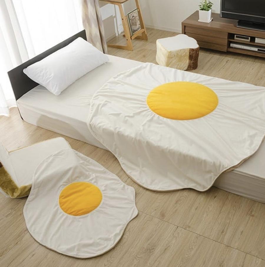 kawaii egg blanket floor rug in home