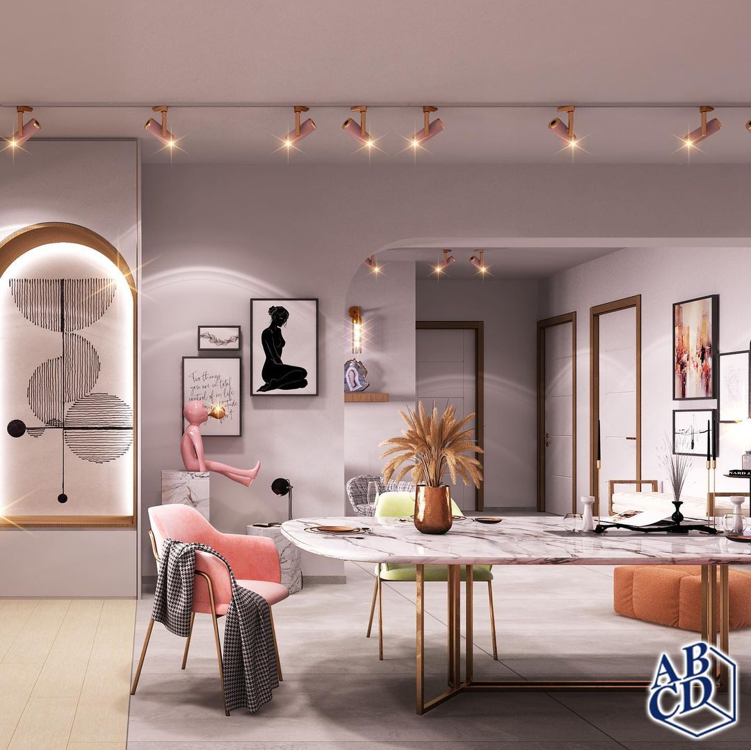 Pink HDB flat Tampines A Blue Cube Design Singapore