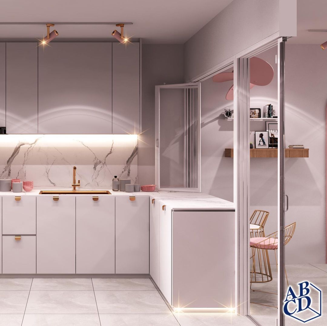 Pink HDB flat Tampines A Blue Cube Design Singapore