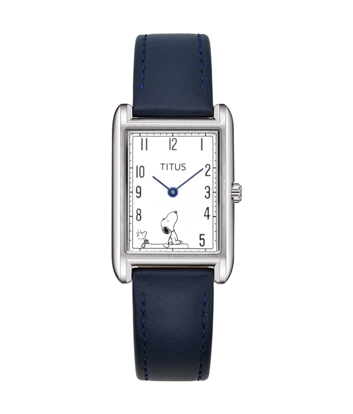 SOLVIL ET TITUS X PEANUTS 2 HANDS QUARTZ LEATHER WATCH in blue