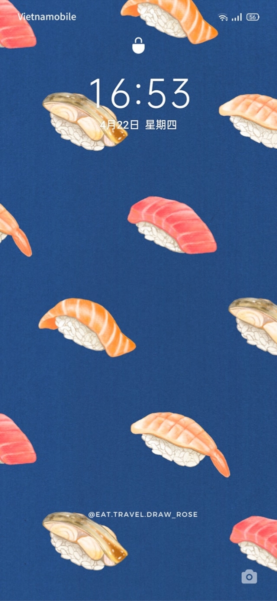 illustrated sushi navy phone wallpaper