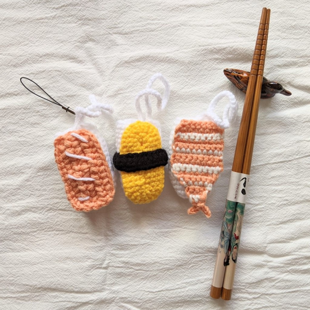 Knitted sushi TraceTogether Token sleeve