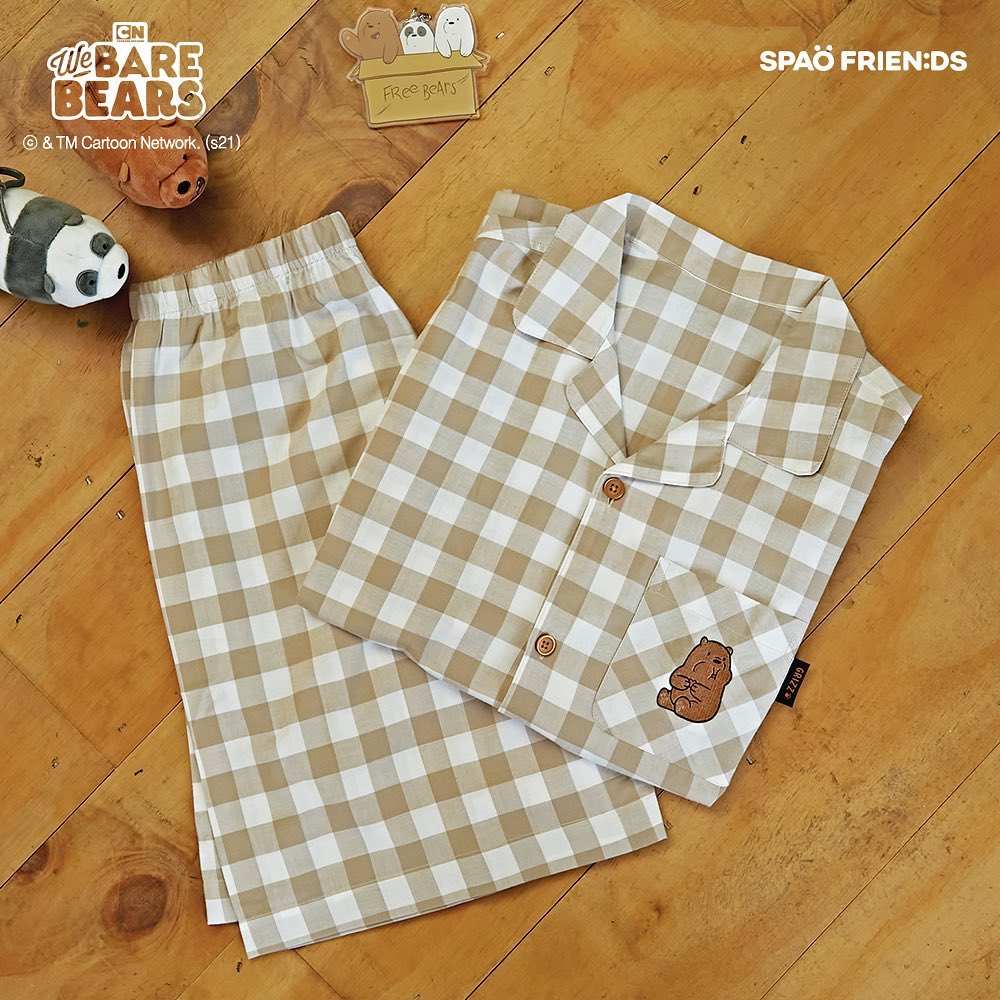 SPAO We Bare Bears Pyjamas brown checkered 