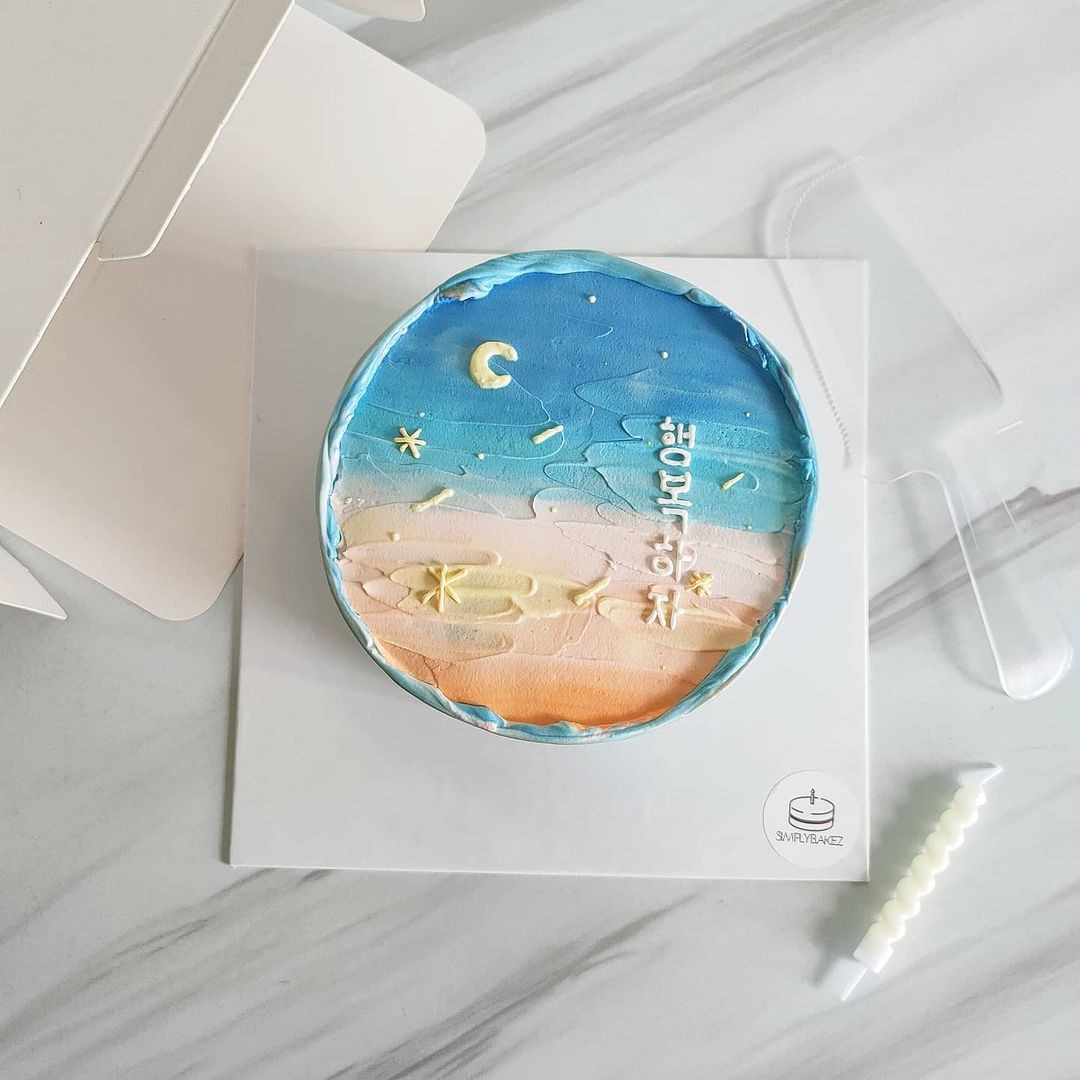 night sky illustration korean style cake SIMPLYBAKEZ singapore