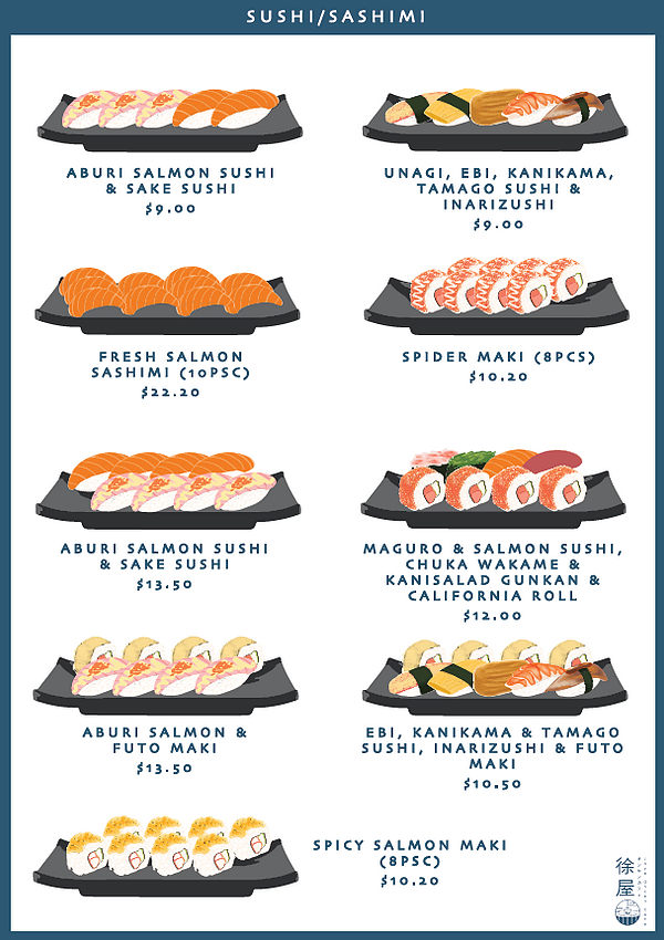 Joya Onsen Cafe Singapore sushi menu