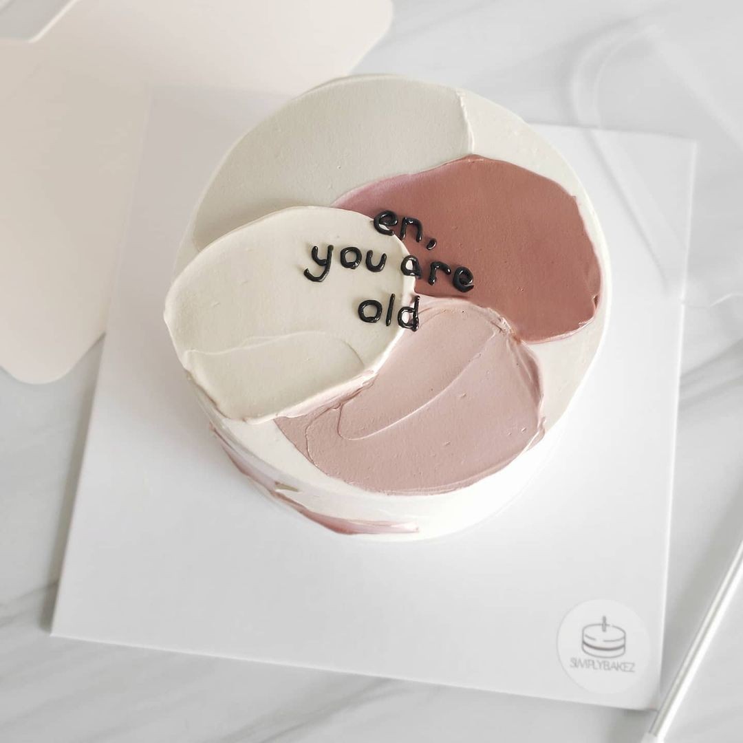 funny witty message brushstroke korean style cake SIMPLYBAKEZ singapore
