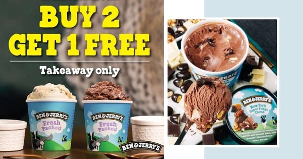 Buy 2 Ben & Jerry's Pints & Get 1 Free Till 13 June, Take Away Yours From VivoCity