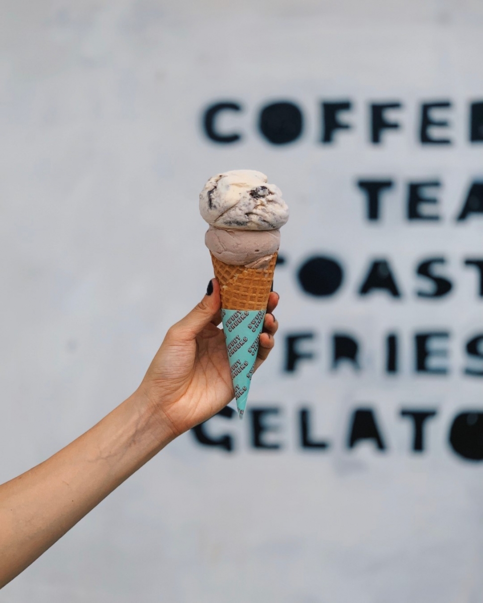 Sweet Cheeks gelato on cone